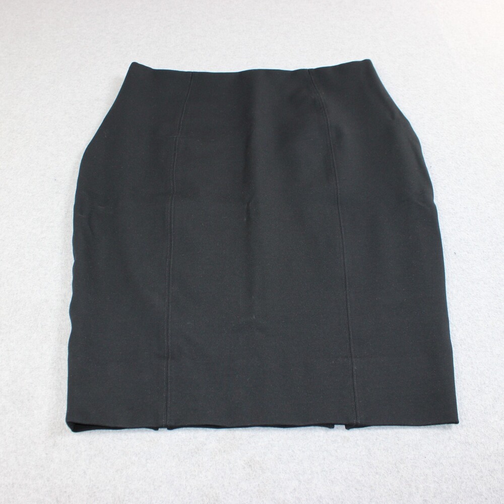 Spanx Skirt Women XL Black Ponte Knee Length Pull On Shaping Stretch Office Slit
